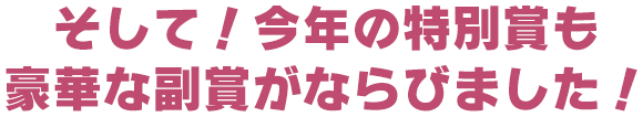 そして！今年の特別賞も豪華な副賞がならびました！